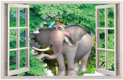 AY FASHION 60.96 cm 3D Wall Window Decal Stickers, PVC Self Adhesive Vinyl Wall Poster for Living Room, Hall, Play Room, Bedroom, Kitchen, Office(24 x 36 Inch)_WW0116 Self Adhesive Sticker