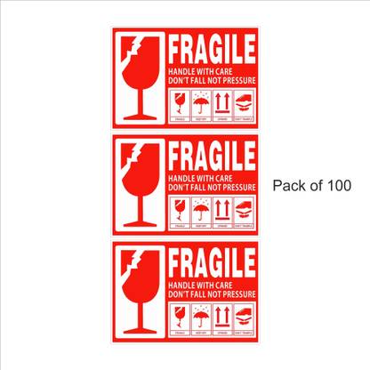 RGP Online 10 cm Fragile Sticker Keep Dry Handle with Care Sticky Labels for Fragile Items Self Adhesive Sticker