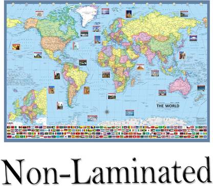 World Map Wall Chart With Flags of Country, Size : 40"x28" inch (100x70 cm) Bottom of Map Shows Flag of Country More Than 190+. Updated 1 January 2020. Paper Print