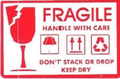 BlackDreams 10 cm Fragile Don't Stack or Drop Keep Dry Label (4x6 inch (200 Stickers) Self Adhesive Sticker