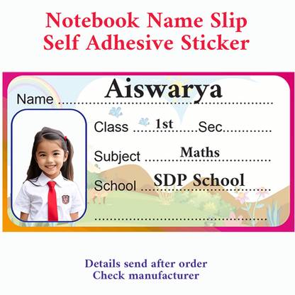 Siragudesign 9 cm Notebook Name slip (9cm x 5cm) Self Adhesive Sticker