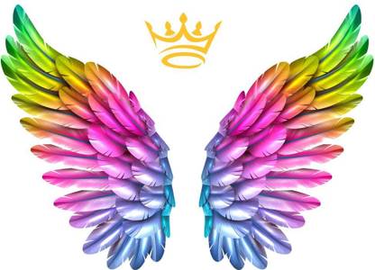 AH Decals 60 cm 3D Colorful Wings Animated Wall Sticker 3D Background Removable Sticker Self Adhesive Sticker