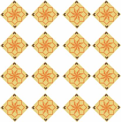 Decor vibe 8 cm Decorative waterproof Floor sticker (16 pcs)_DKFS03 Size :- (8cm x 8cm) Self Adhesive Sticker