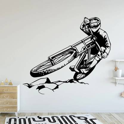SnappyVinyl 37 cm Mountain Bike, Wall Sticker PVC Vinyl Self Adhesive Sticker