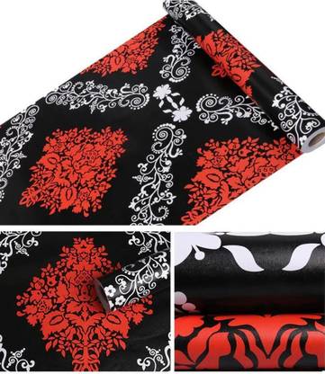Flipkart SmartBuy 100 cm Red and Black Damask Self Adhesive Luxury Wallpaper ( 100 cm X 45 cm ) Self Adhesive Sticker