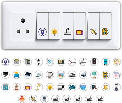 RAIMO 1.5 cm Switch Sticker For Electric Board Appliances Including 41 Designs 600 stickers Self Adhesive Sticker