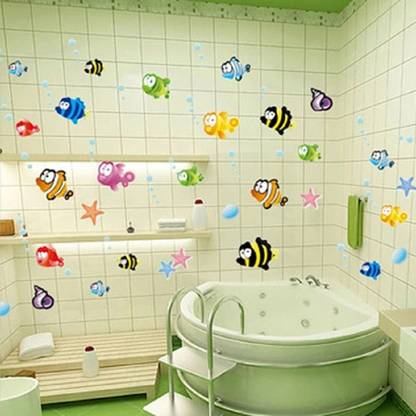 JAAMSO ROYALS 100 cm Fishes in the Sea - Bathroom' Wall Sticker (45CM X 60CM) Removable Sticker