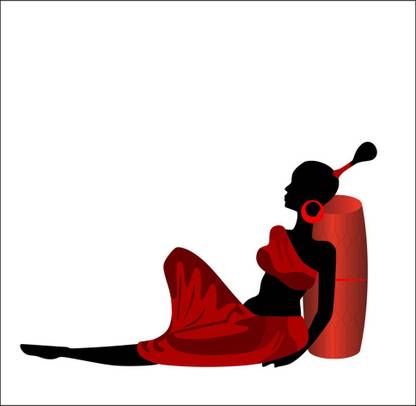 Vijaya enterprises 24 inch Red Dress African Flamenco Dancer Sticker Wall For Wall Size 38x24 inch Self Adhesive Sticker