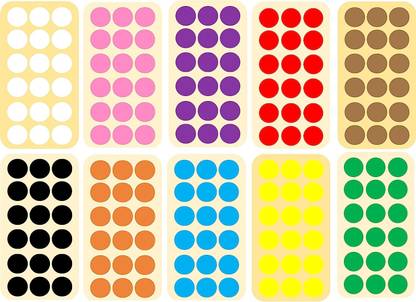 BlackDreams 2.5 cm 720Pcs 25mm(1 inch) Dots Sticker Round Circle Blank Labels Self Adhesive (Mix) Self Adhesive Sticker