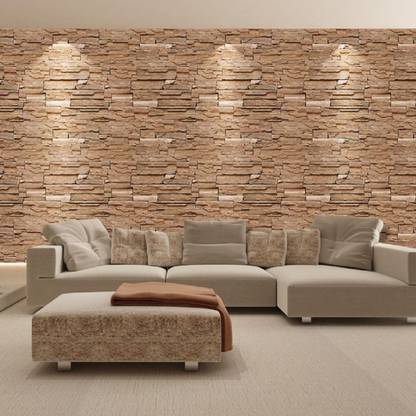 Flipkart SmartBuy 100 cm 3D Brown stone brick Wallpaper(100CM X45CM) Self Adhesive Sticker