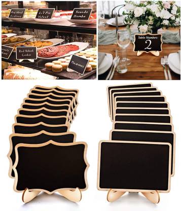CLITHS 10 cm Wooden Mini Chalkboard, Table Numbers, Display Signs, Message Board Chalkboard Sticker