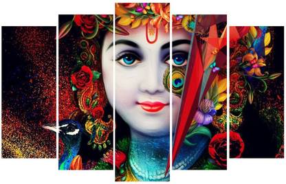 newlovelifecreations 60 cm Lord krishna wall sticker Self Adhesive Sticker