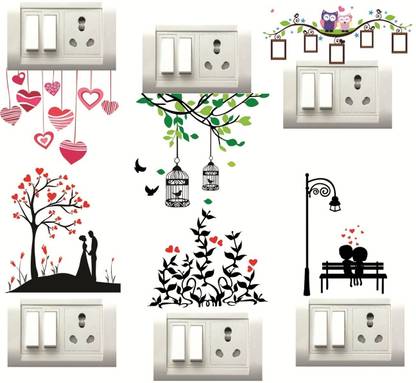 Decor Villa 25 cm HEART DESIGN Switch Board Removable Sticker