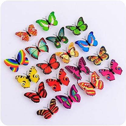 stickonn Butterfly Decoration Night Light lamp Led Butterfly Sticker Walldecoration Pack of 12