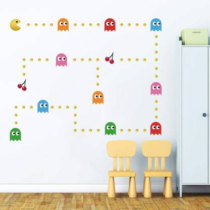 Aashrut decor 186 cm Pac Man Gadget Game Wall Sticker (186 cm x 139 cm) Self Adhesive Sticker