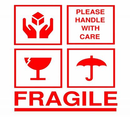 BlackDreams 5 cm Fragile-Handle with Care with Symbol Label/Sticker (1000, 5cm x 5cm) Self Adhesive Sticker