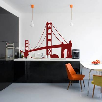 SnappyVinyl 42 cm Travel Landmarks Bridge Wall Sticker Self Adhesive Sticker