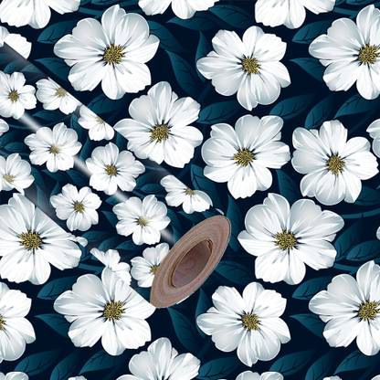 walldecoree 300 cm blue flower botanical wallpaper for walls Self Adhesive Sticker