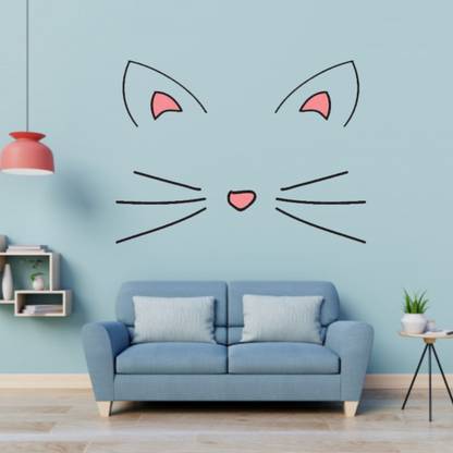 Epithet Studio 50 cm Beautiful decorative wall clip art cat whiskers 50 cm X 69cm)Wall Sticker ASD Self Adhesive Sticker