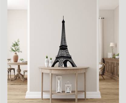 Design Decor 76.2 cm Eiffel tower Wall Sticker For Home restaurant Cafe Size 77x39_cm Self Adhesive Sticker