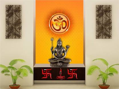 ShobhaDecor 30 cm Diya with Satiya 3D Acrylic wall sticker Self Adhesive Sticker