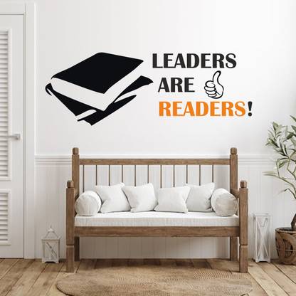 RehanDecors 58 cm Leaders Are Readers Quote Wall Stickers and Murals Size -23X16 Inches Removable Sticker