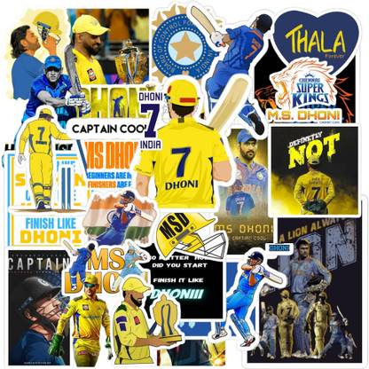 sethienterprise 3 inch Random MS Dhoni Stickers for Laptop,Mobile,Mobile,Journal,Diary etc Self Adhesive Sticker