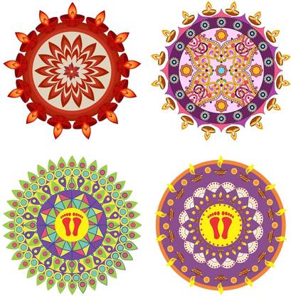 DreamKraft 30 cm Colorful Rangoli Sticker Set for Diwali Decoration Self Adhesive Sticker