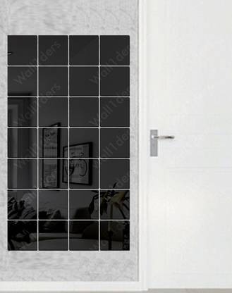 wall1ders 10 cm Each Pieces Square Black Acrylic Mirror Self Adhesive Sticker