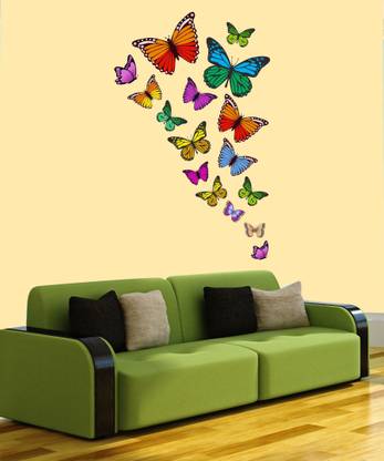 walkart 2.54 cm colourful butterflies flying in your living room Removable Sticker