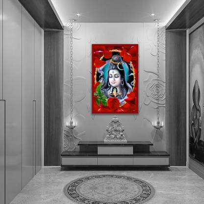 ZEN TREK 45 cm Bhagwan Shiv Ji Sparkle Lamination Sticker Self Adhesive Sticker