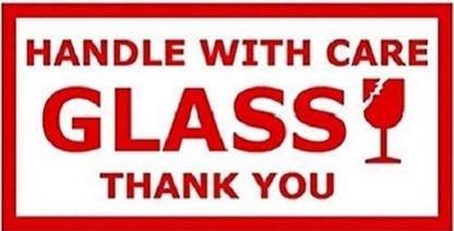 BlackDreams 7.6 cm Fragile Glass Handle with Care Logo Sticker/Labels (3x5 inch (100 Stickers) Self Adhesive Sticker