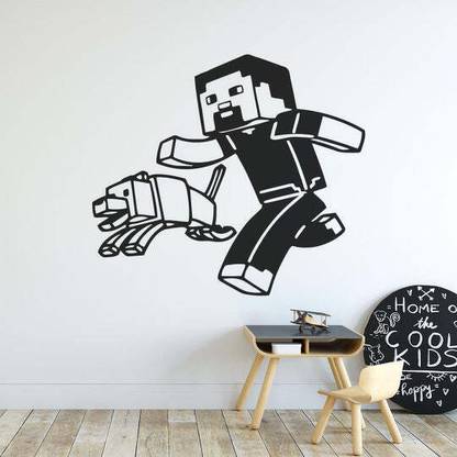 Xskin 40 cm Minecraft Steve And Wolf Self Adhesive Sticker