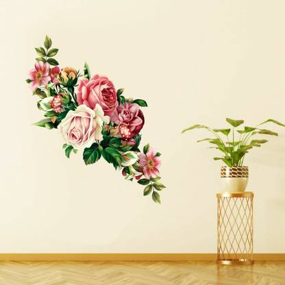 Art Kafe 51 cm Rose Branches Floral Sticker ( Size :- 20 X 24 inch ) Self Adhesive Sticker