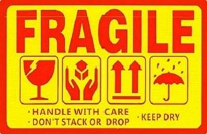 BlackDreams 10 cm Fragile/Keep Dry/This Side up/Upwards/Pressure Label (4x2.5 inch (200 Stickers) Self Adhesive Sticker