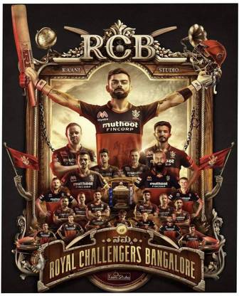 SUDARSHAN STICKER 46 cm RCB IPL Wall Poster ( 46 X 56 CM ) Self Adhesive Sticker