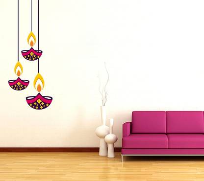Volxo 140 cm Designable “Diya“ Decorative Wall Sticker For Home & Office Self Adhesive Sticker