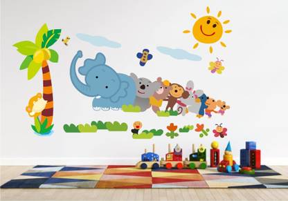 Design Decor 60 cm Wall Animals Cartoon Jungle Nursery School Decals Self Adhesive Sticker