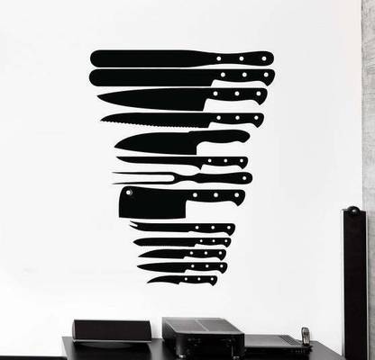 SnappyVinyl 27 cm Knives Butcher Kitchen Self Adhesive Sticker