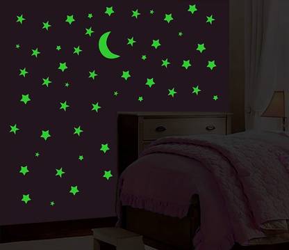 Flipkart SmartBuy 25 cm Glow in the Dark Galaxy of Stars with Moon Wall Stickers Glow in the Dark Sticker