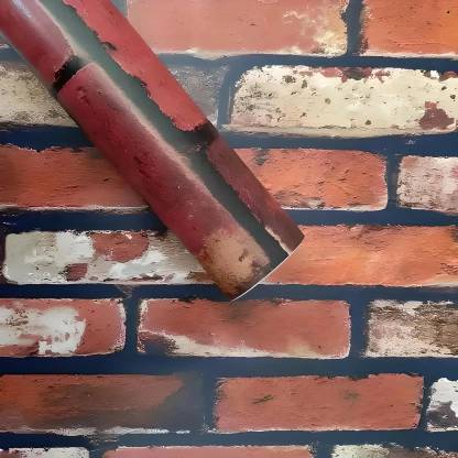 Flipkart SmartBuy 200 cm 3D Red maroon brick Wallpaper(200CM X45CM) Self Adhesive Sticker