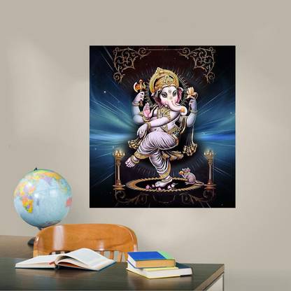 GLOBAL GRAPHICS 56 cm decorative wallpaper/poster of dancing ganesha (pvc vinyl multicolor wall sticker) Self Adhesive Sticker