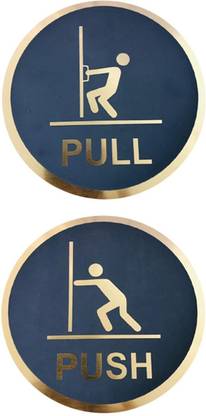 Sarvatr 6 inch Pull Push Sticker Round Self-Adhesive Sign for Glass Doors of Hospital Hotel Self Adhesive Sticker