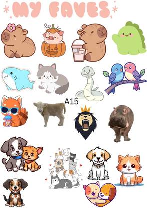 Amy online shop 5 cm cartoon characters with animals 20pcs Self Adhesive Sticker