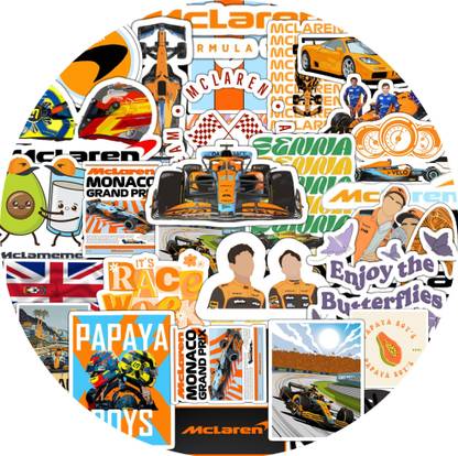 Nineties Kids 10 cm 40-Pack McLaren F1 Racing Sticker|Featuring Cars, Papaya Boys, Memes Self Adhesive Sticker
