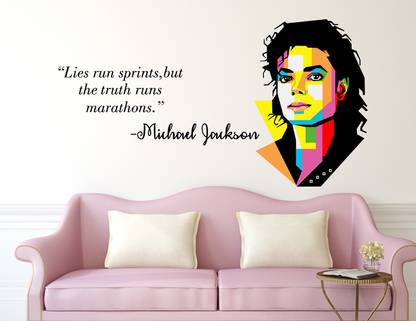 WALLDECORS 60.96 cm MICHAEL JACKSON IMAGE WITH TRUTH QUOTES Self Adhesive Sticker