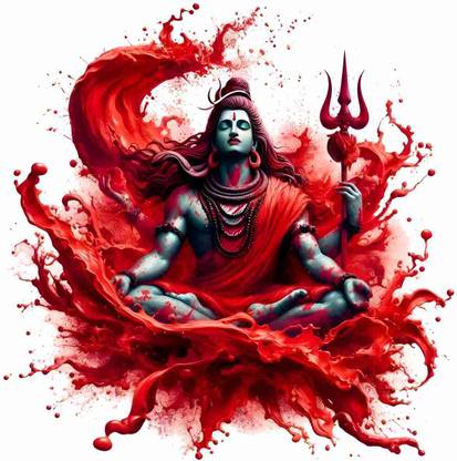 Ajay craft 45 cm Lord Shiva New design wall sticker Self Adhesive Sticker