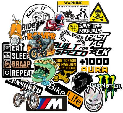 Z and S Designs 6 cm Biker and Travel Freak Stickers, for Bikers, Motorcycle -Pack of 21 Stickers Self Adhesive Sticker