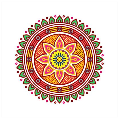 Impression Wall Decor Rangoli wall Stickerrr ( Cover Area 40 X 40 cm ) 2 cm Rangoli wall Sticker Self Adhesive Sticker