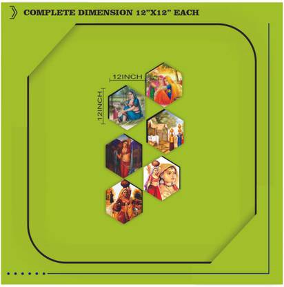 Vijaya enterprises 30.48 cm Rajasthani village life wall sticker size(12x12inch) Self Adhesive Sticker